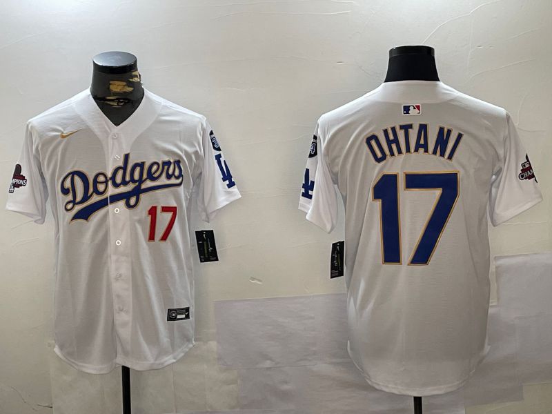 Men Los Angeles Dodgers #17 Ohtani White Game 2024 Nike MLB Jersey style 12021